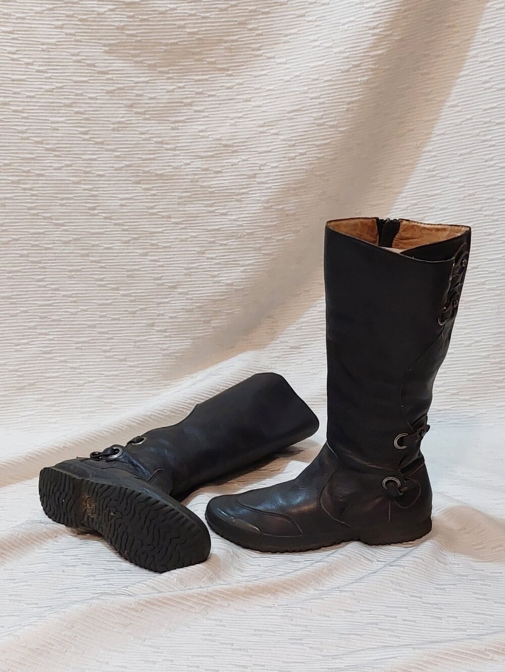 Palladium Black Tall Lace-Up Moto Boots Size 9